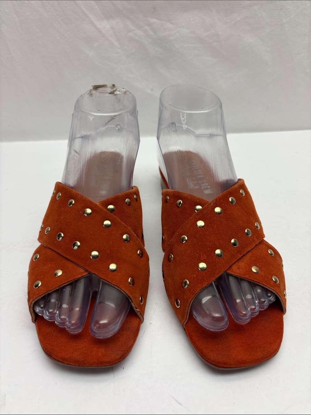 Chelsea.Crew Suede Studded Slide Sandals, SZ 37, box 60